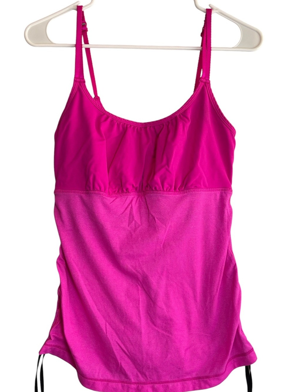 Lululemon Pink Built In Bra Tank Adjustable Side Ruched Yoga Top Size 4